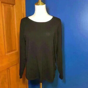 Chico’s Black Long Sleeve Sweater with back gold zipper. Size 1